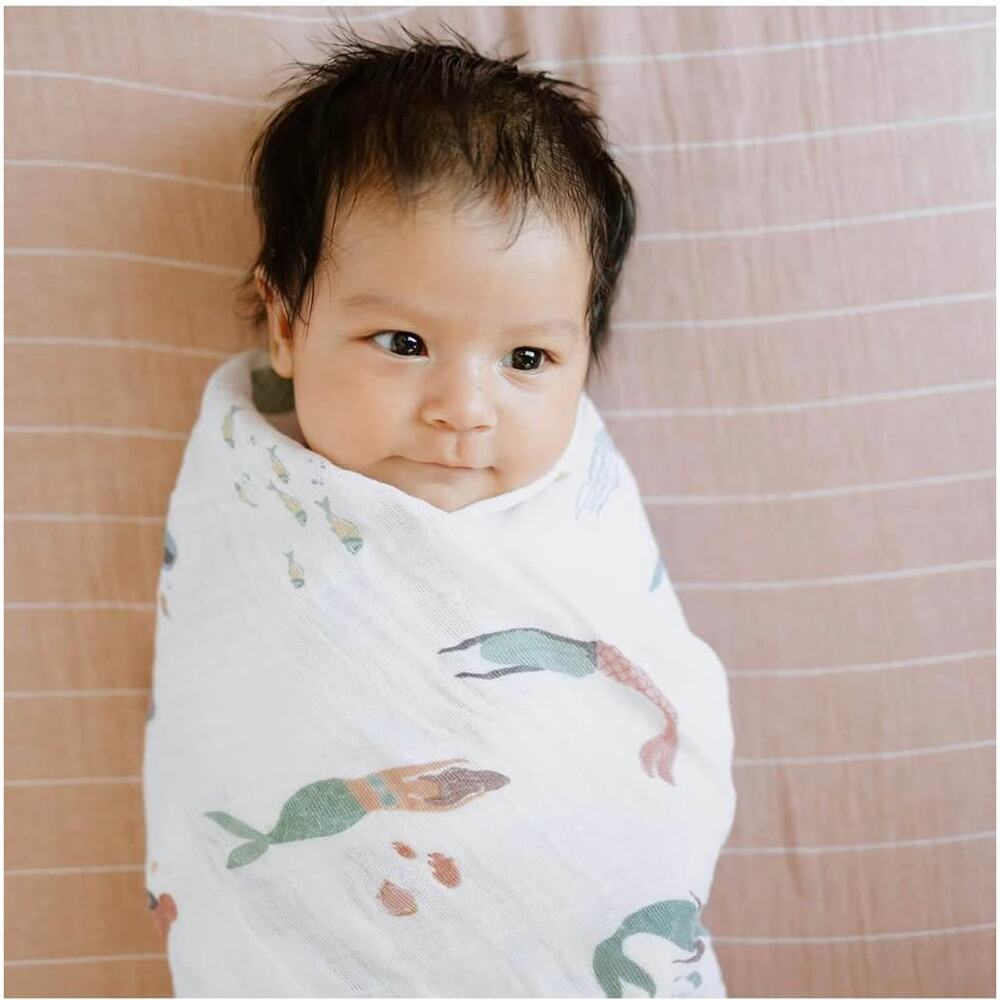 Mermaid Print Little Unicorn Cotton Muslin Swaddle - baby shower gift
